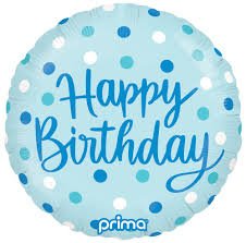 Prima Round Birthday Blue Dost 18 inch Foil Balloon