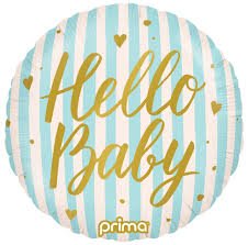 Prima Round Hello Baby Blue 18 inch Foil Balloon