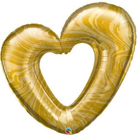 Qualatex Open Marble Heart - Gold 42 inch Foil Balloon Qualatex Open Marble Heart - Gold 42 inch Foil Balloon
