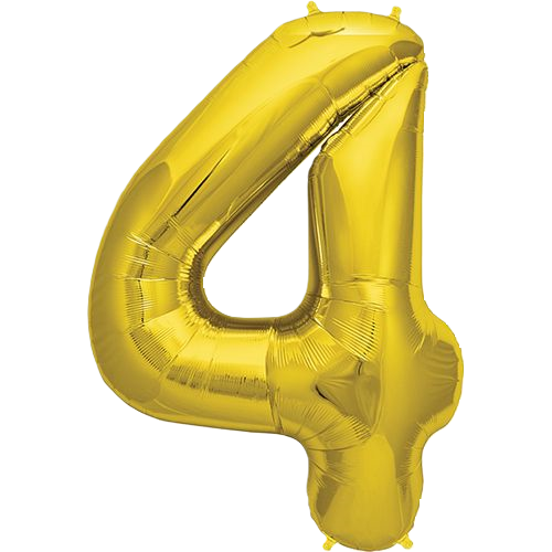 Kaleidoscope Jumbo Number 4 34'' Gold Foil Balloon