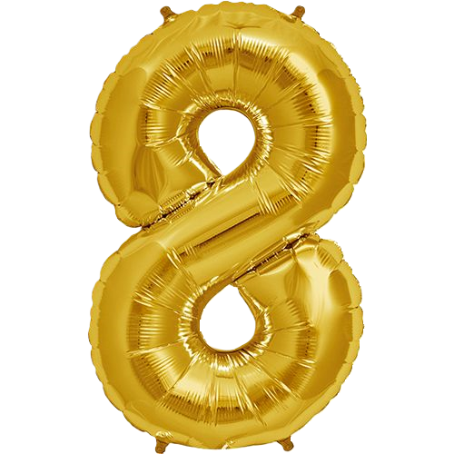 kaleidoscope Jumbo Number 8 34'' Gold Foil Balloon