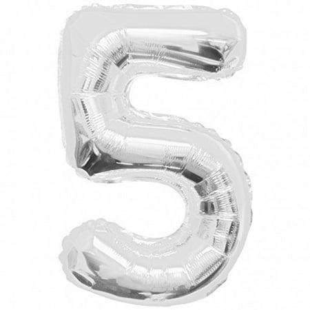 Kaleidoscope Jumbo Number 5 34'' Silver Foil Balloon