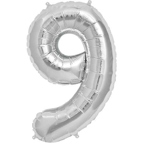 Kaleidoscope Jumbo Number 9 34'' Silver Foil Balloon