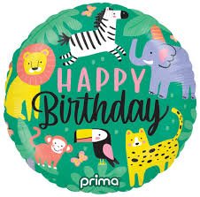 Prima Round Birthday Jungle 18 inch Foil Balloon